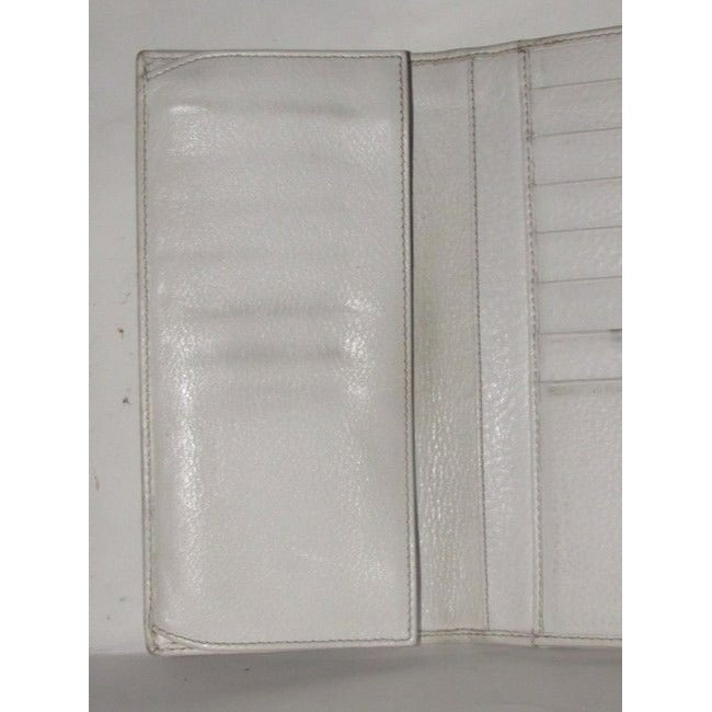 Gucci White Leather With Chrome Accents Vintage Wallet