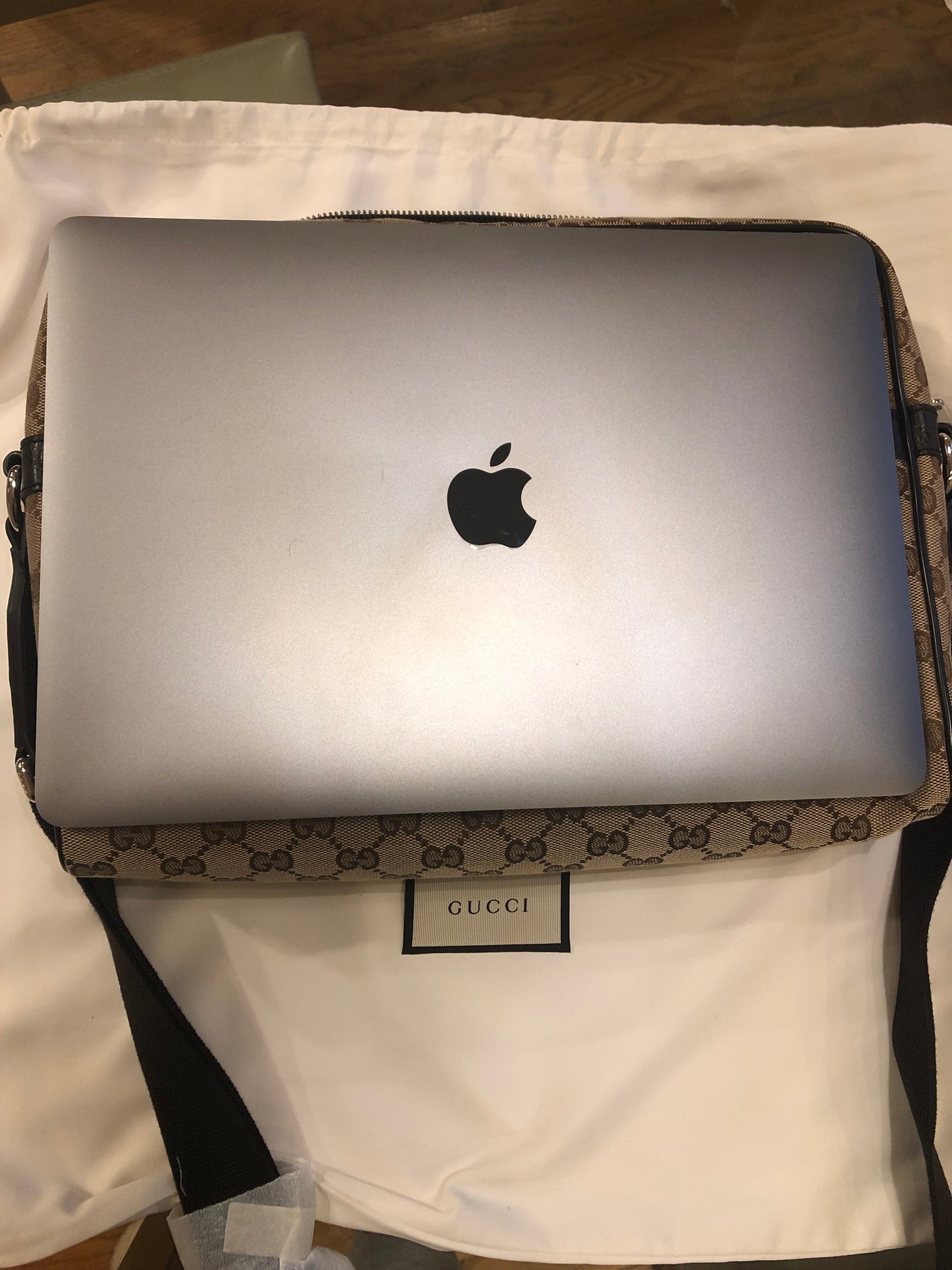 Gucci GG Monogram Canvas Messenger Bag in Beige