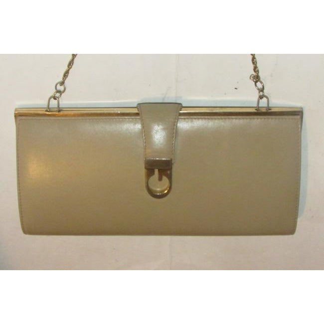 Gucci W Two Way Purse Logo And Chain Strap Camel Leathergold G Accent Clutch