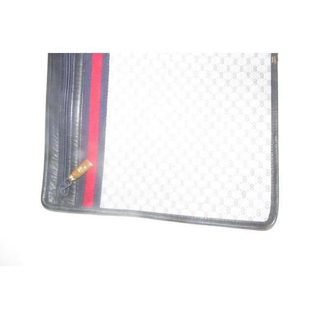 Gucci Early Xl Web Supreme Portfolio Purse Navy Blue Small G Logo Print Coated Canvas And Navy