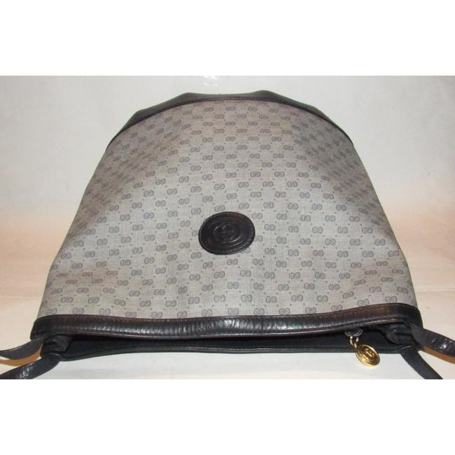 Gucci Navy Micro Guccissima Print on White Leather Bucket Bag