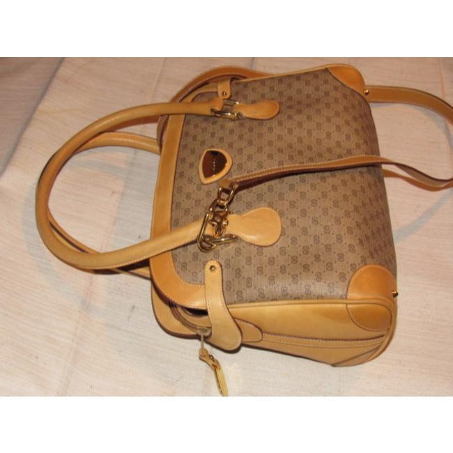 Gucci Boston Bag Guccissima Canvasleather Two Way Brown Micro G Print Leathercoated Canvas Satchel