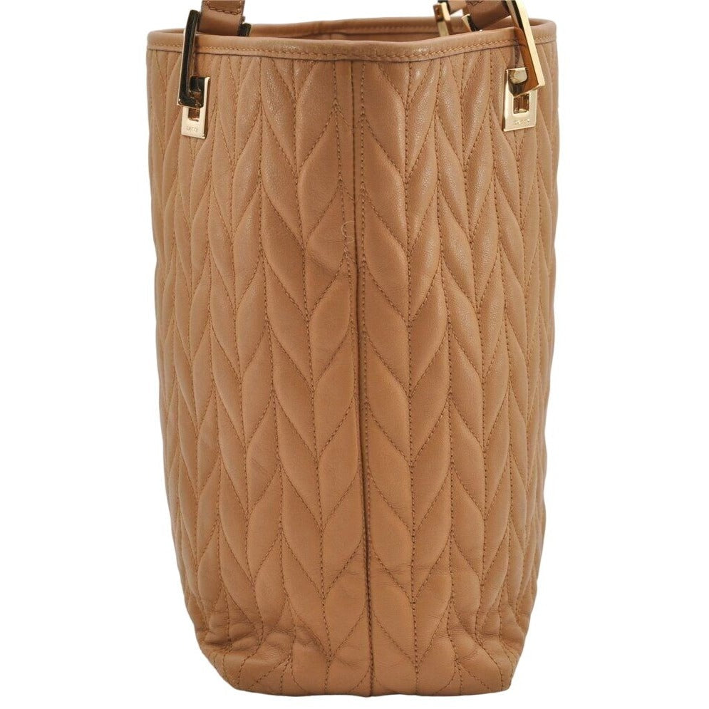 Gucci quilted camel leather, medium sized, two strap tote with bold chrome hardware