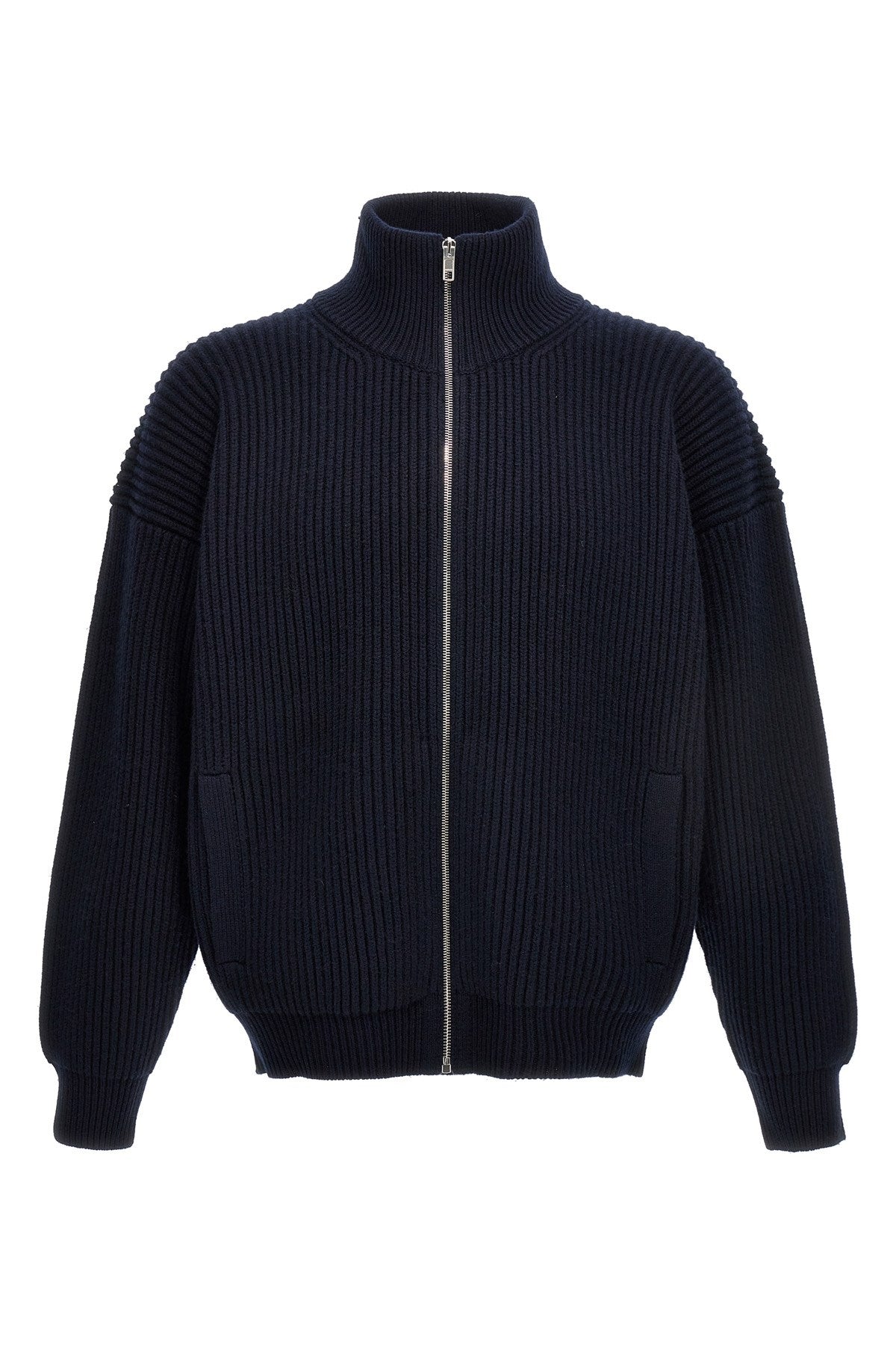 Gucci Men Logo Embroidery Ribbed Cardigan