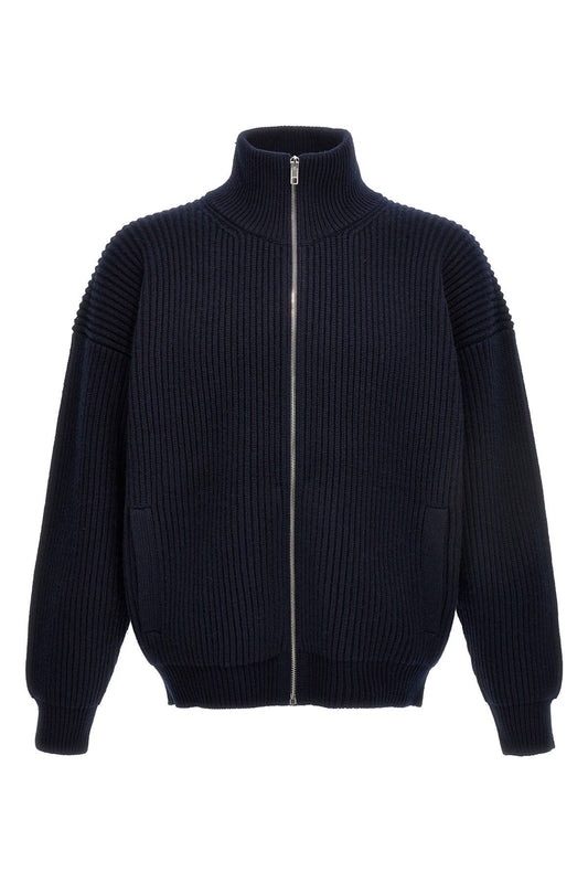 Gucci Men Logo Embroidery Ribbed Cardigan