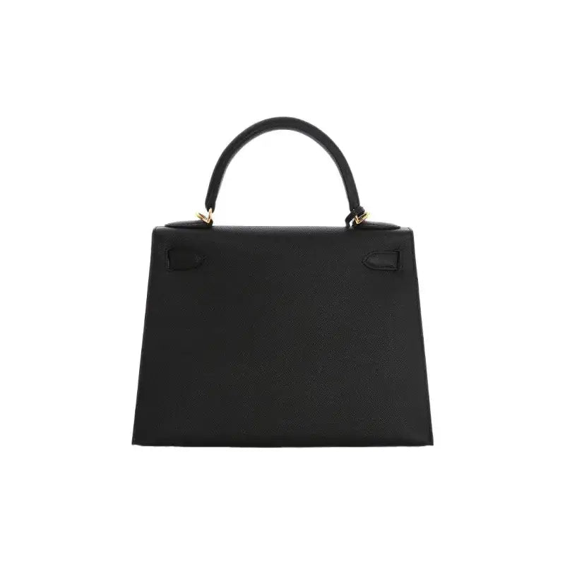 HERMES Kelly 25 Bag Epsom Leather Handbag (25,28) Black gold hardware
