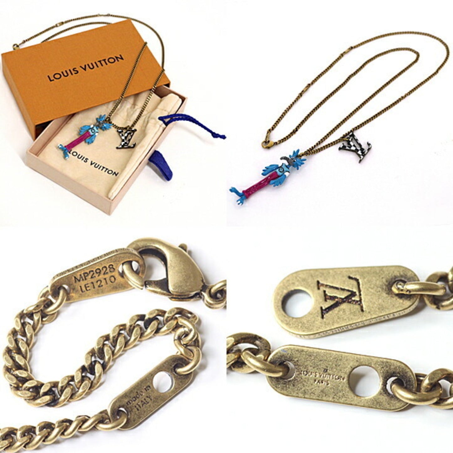 Louis Vuitton blue   Enamel  Plating Metal Pendant Necklace