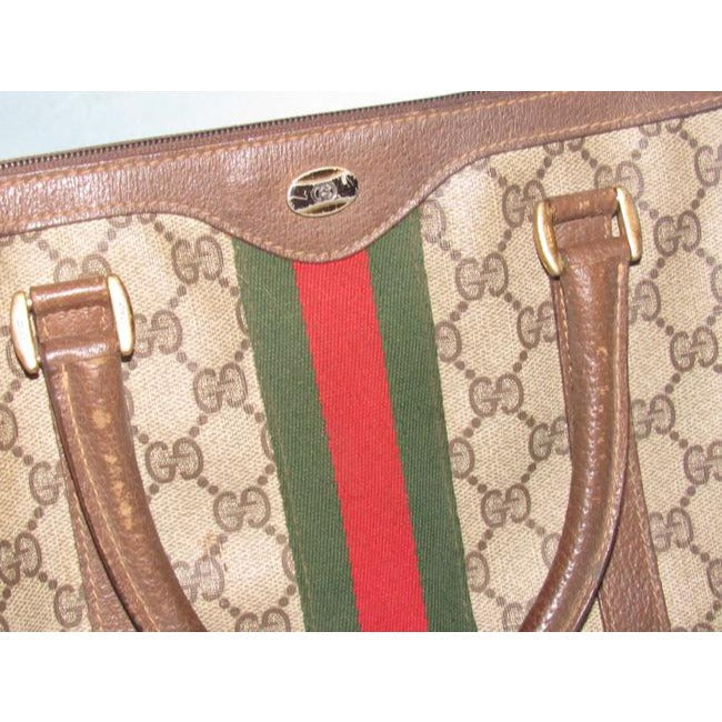 Gucci Boston Bag Guccissima Print Coated And Leather Brown Patent Gg Canvas Satchel