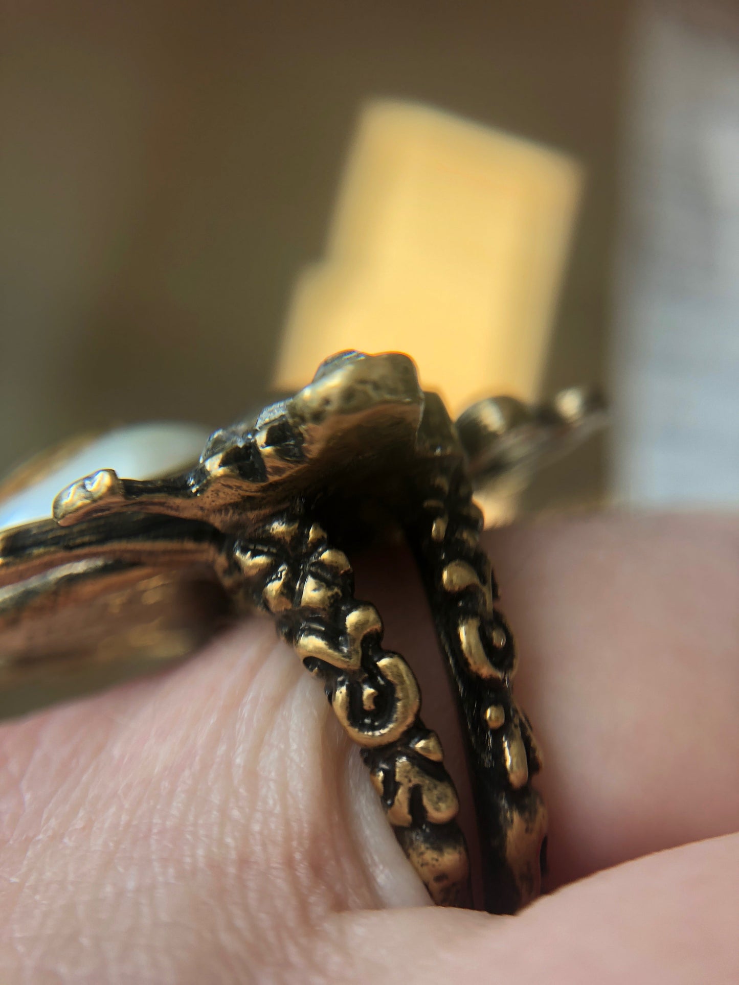 Gucci Bee Ring in Antique Gold with Crystals and Pearl