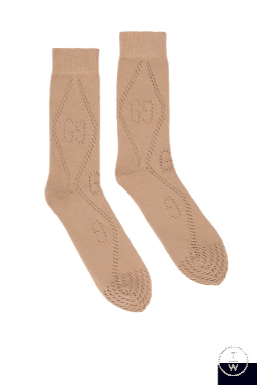 Gucci Interlocking GG Knit Sock in Camel