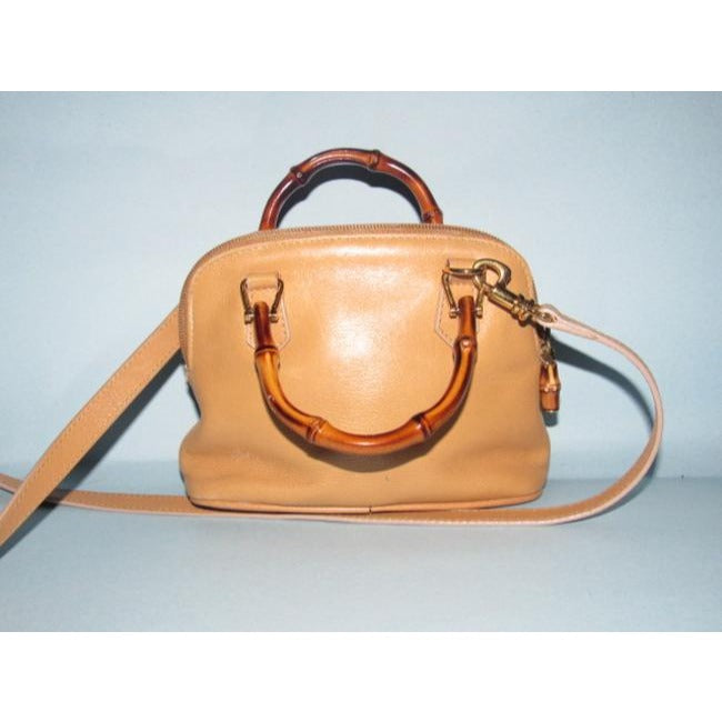 Gucci Camel Leather Two-Way Bamboo Satchel