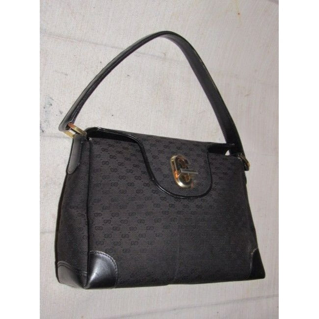 Gucci Black Micro Guccissima Print Jackie Satchel w G Twist Clasp