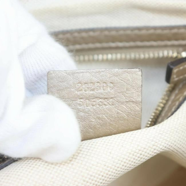 Gucci Pebbled Two Way With Removable Strap Metallic Pewter Grey Leather Satchel