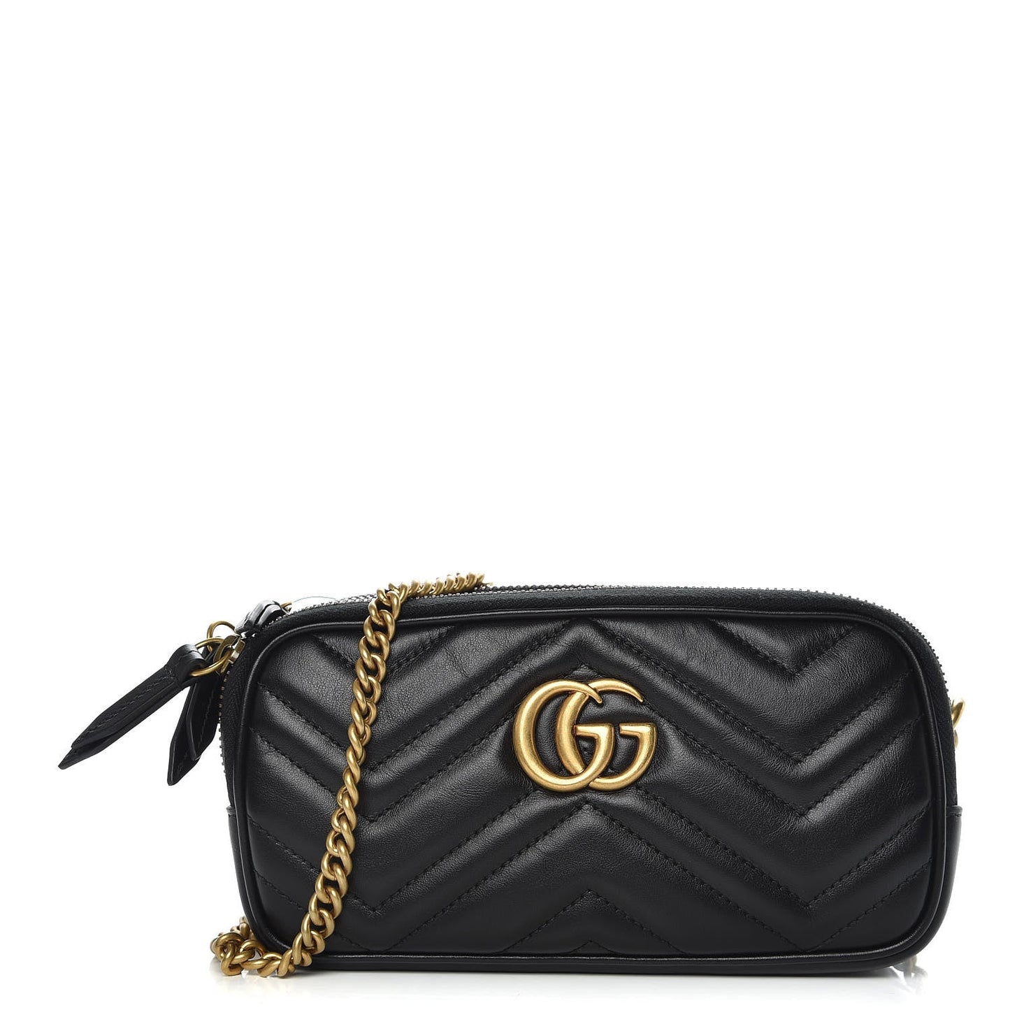 Gucci Interlocking GG Black Chevron Shoulder Bag