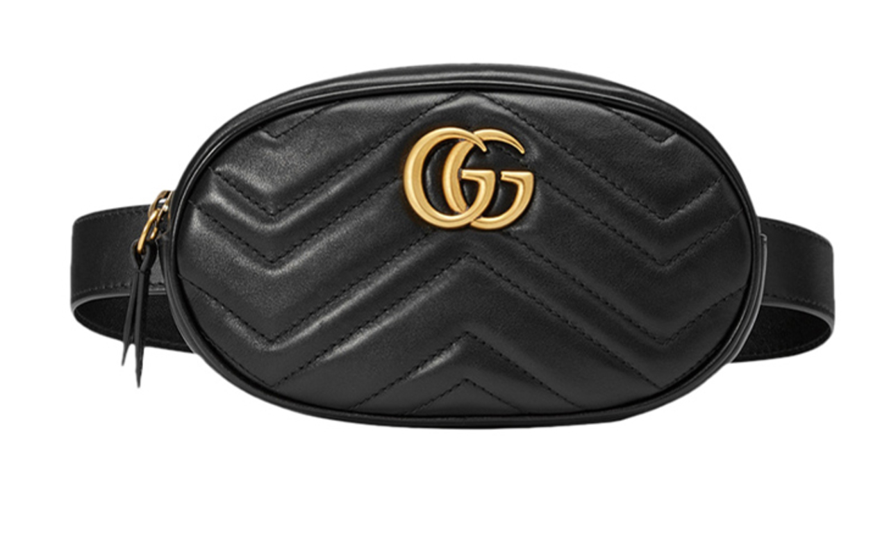 Gucci GG Marmont Matelasse Leather Belt Bag in Black