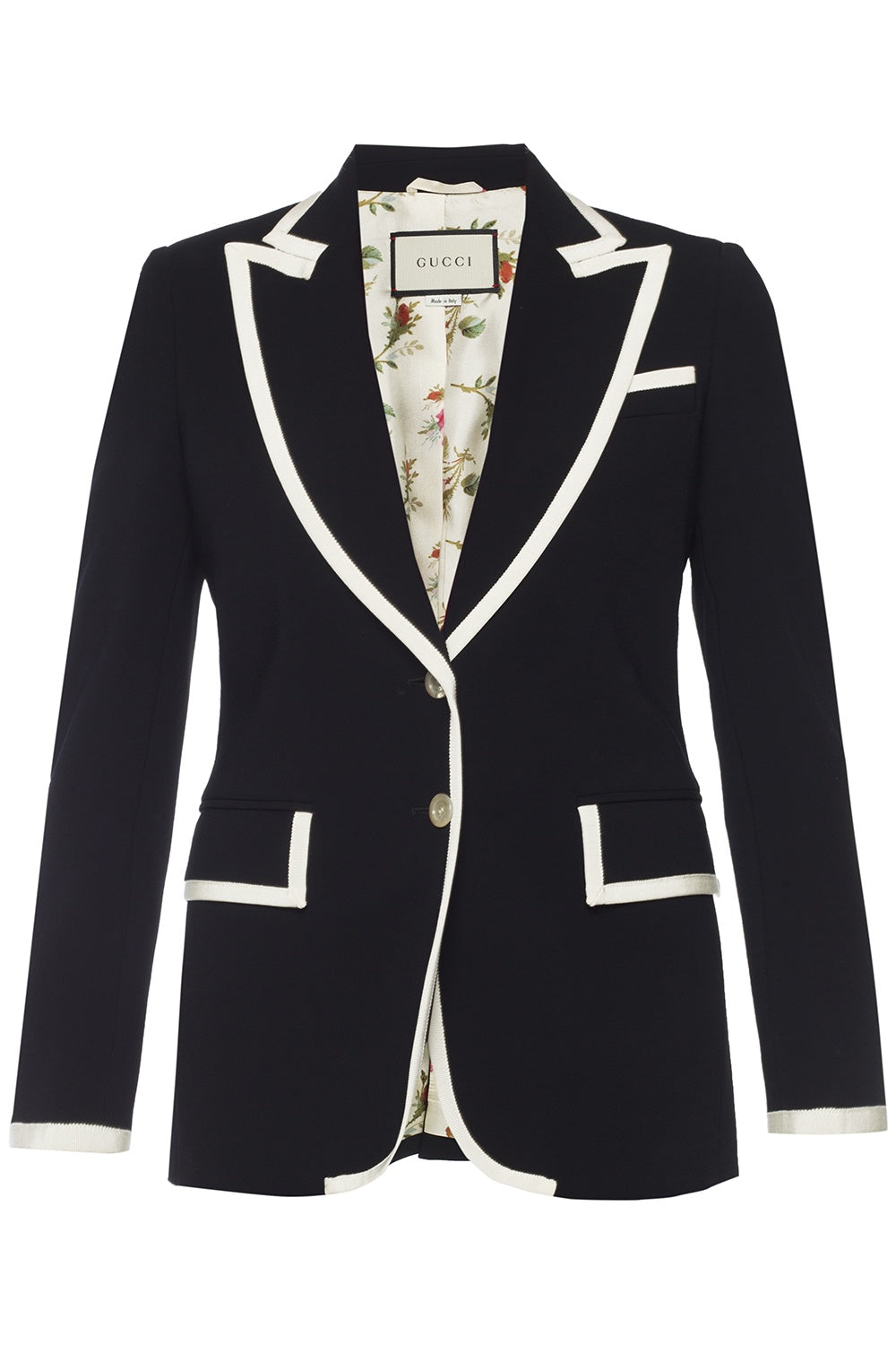 Gucci Black Cady Blazer with White Trim