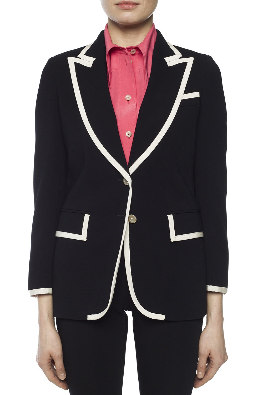 Gucci Black Cady Blazer with White Trim