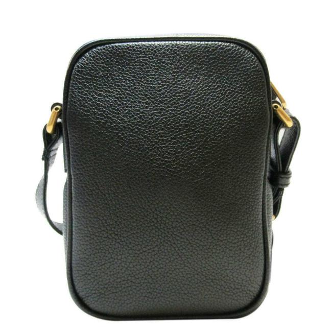 Gucci Logo Print Leather Crossbody Bag in Black