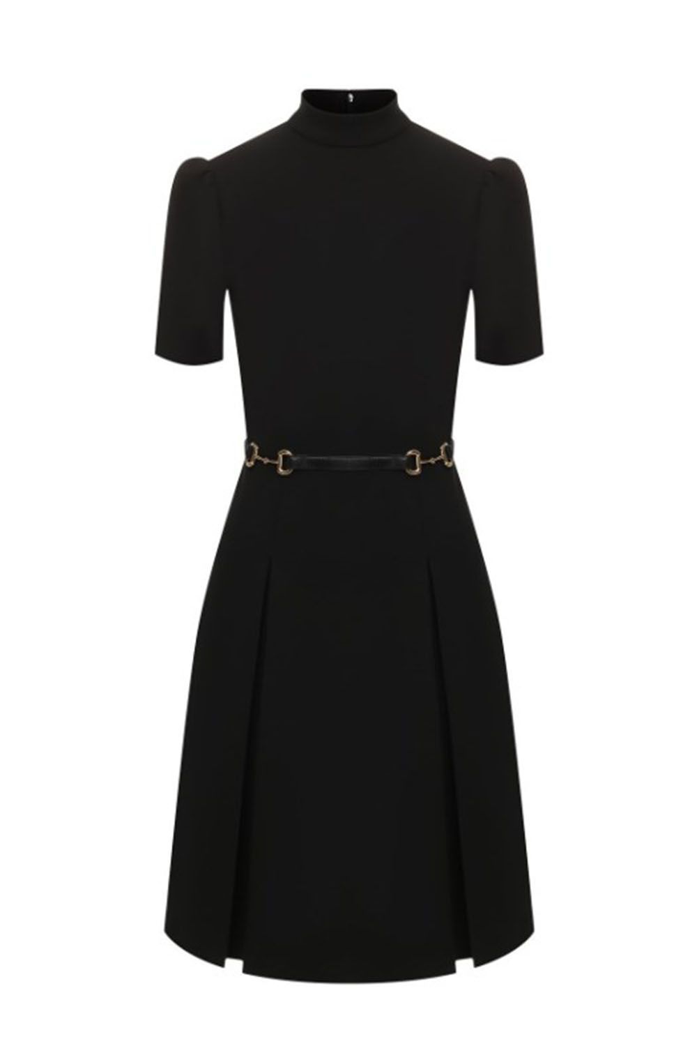 Gucci Black Viscose Dress with Horsebit Belt