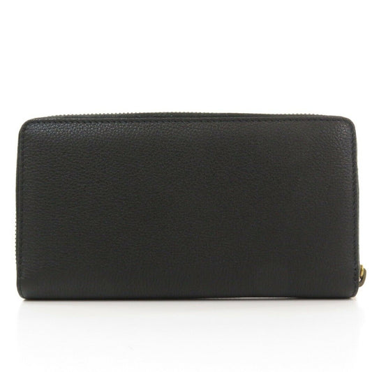 Gucci Printed Logo Leather Zip Around Wallet in Black