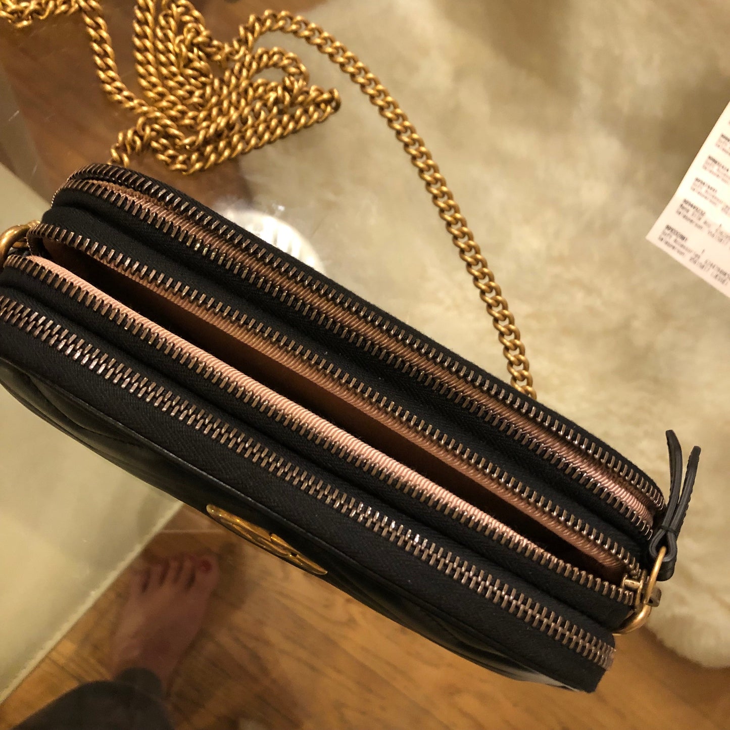 Gucci Interlocking GG Black Chevron Shoulder Bag