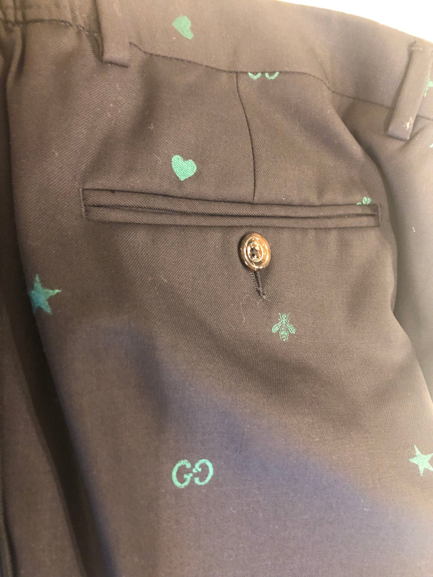 Gucci Wool Jacquard Pants in Dark Blue