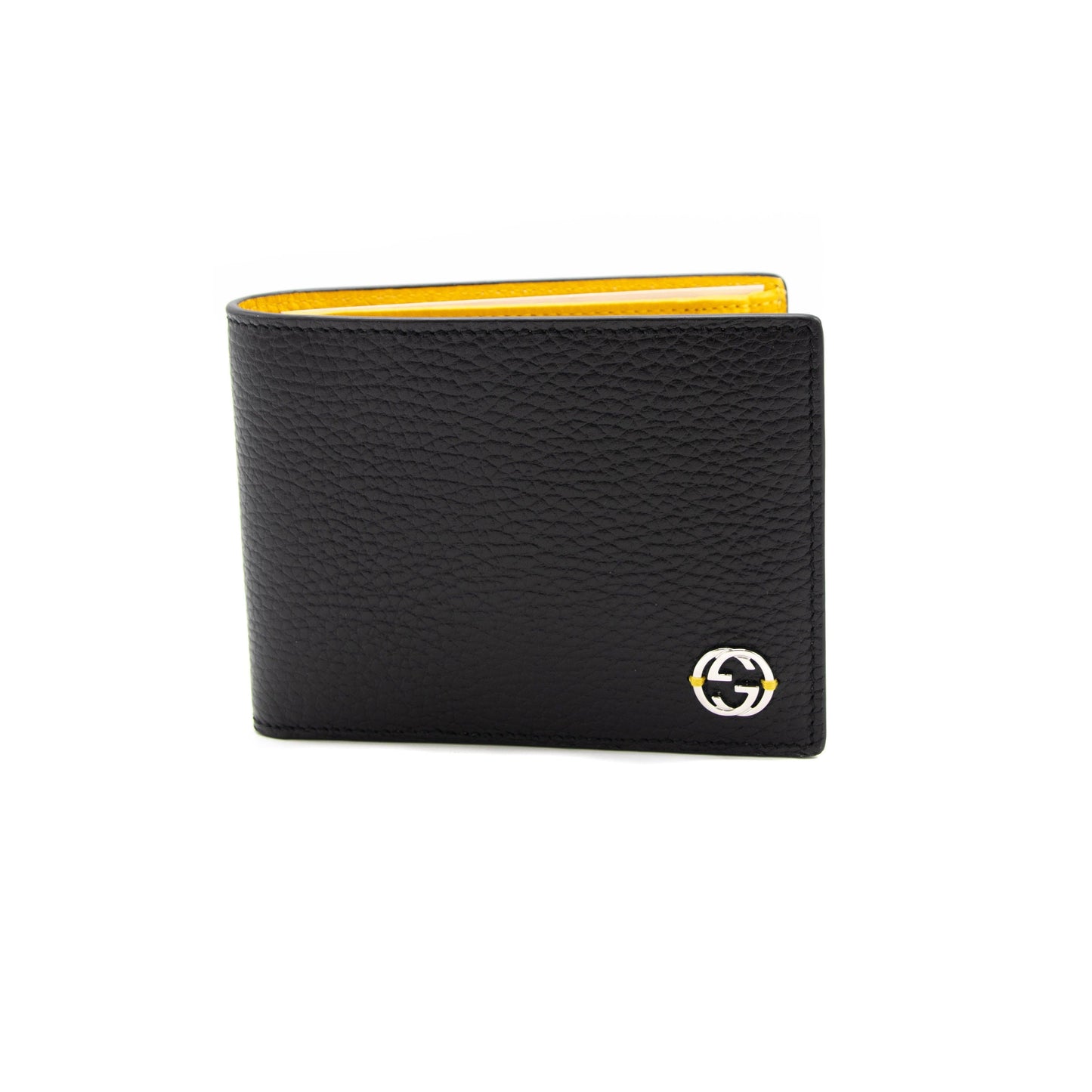 Gucci Black Trifold Wallet with Yellow Interior
