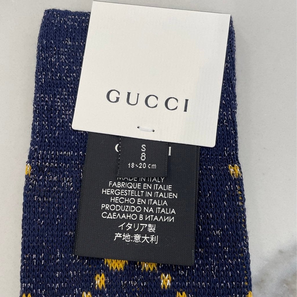 Gucci GG Socks in Blue with Gold Lamé GG