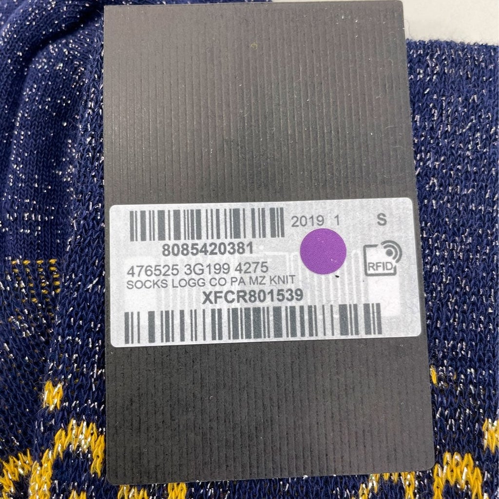 Gucci GG Socks in Blue with Gold Lamé GG