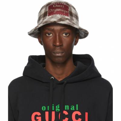 Gucci White and Brown Wool Gucci Orgasmique Bucket Hat