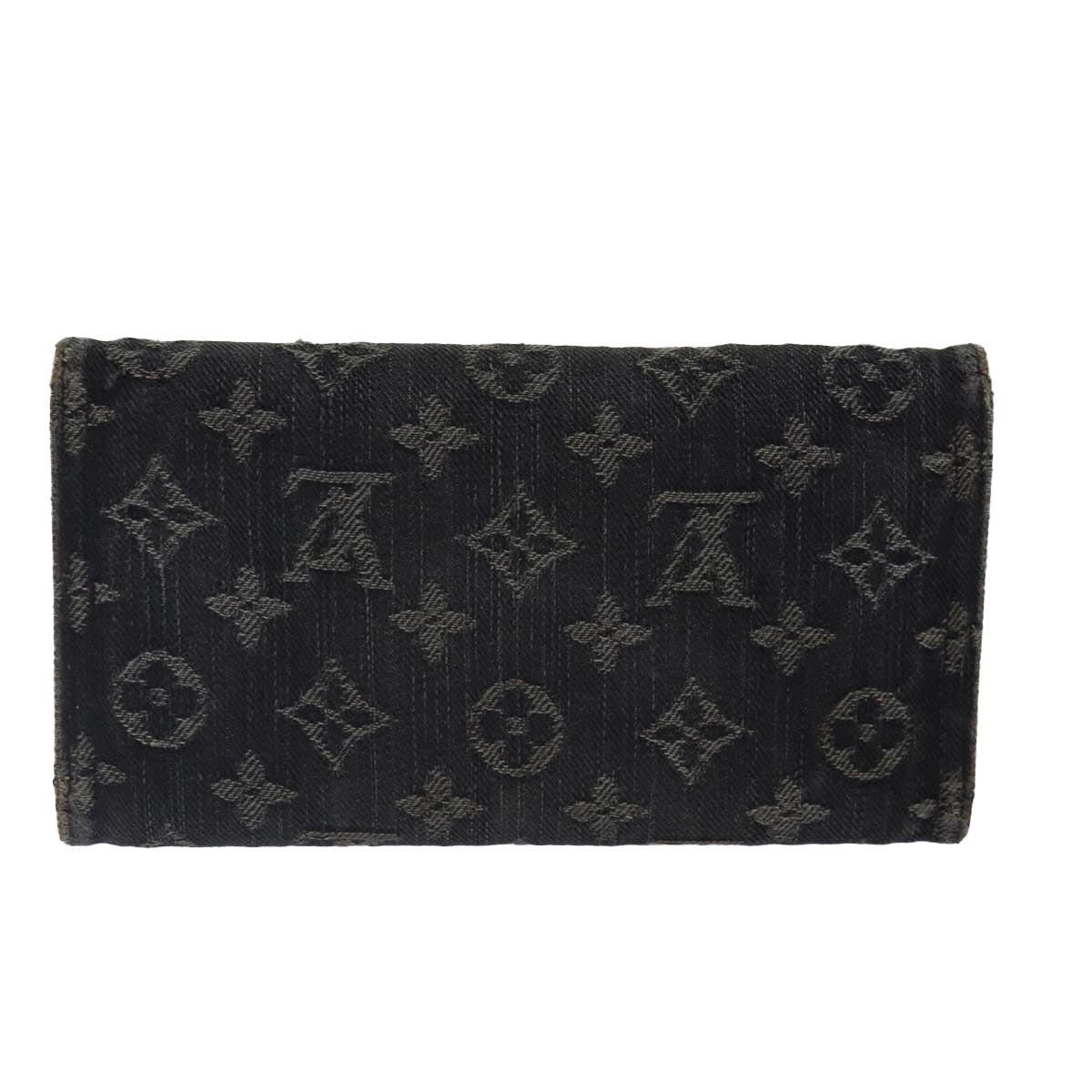 LOUIS VUITTON Denim Portefeuille Amelia Long Wallet Black M95512 LV Auth bs16880