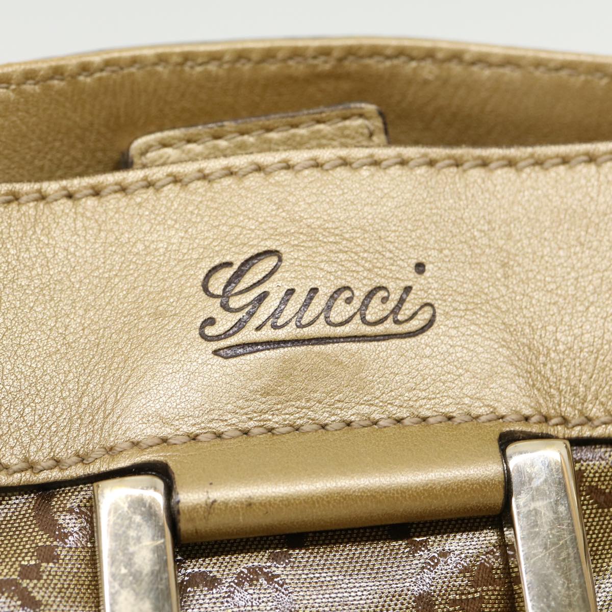 GUCCI GG Canvas Tote Bag Beige Gold 211983204991  bs1798