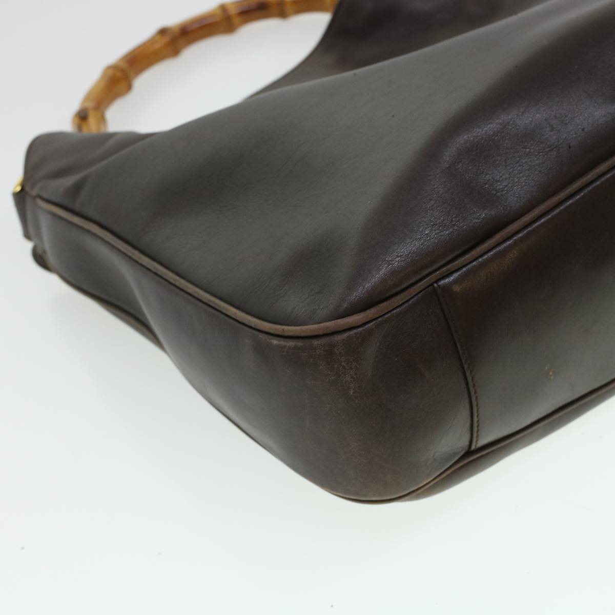 Gucci Bamboo Hand Bag Leather 2way Brown 0011577  bs5919