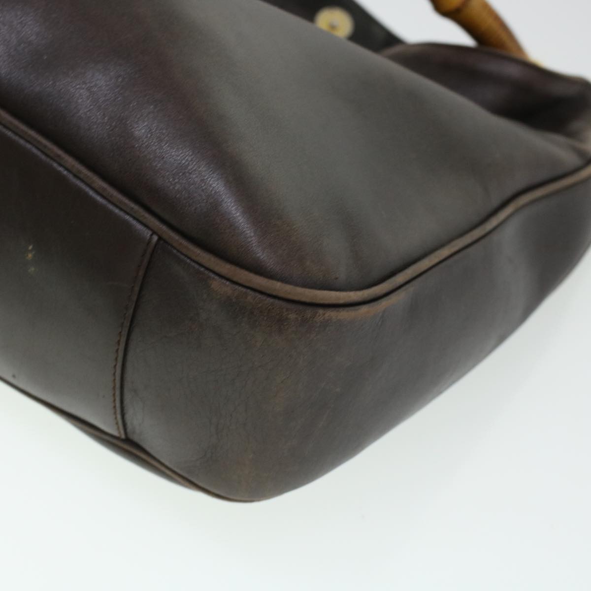 Gucci Bamboo Hand Bag Leather 2way Brown 0011577  bs5919
