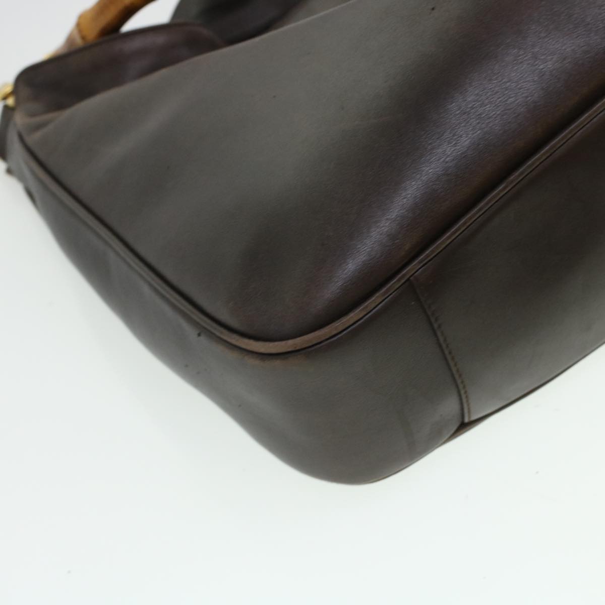 Gucci Bamboo Hand Bag Leather 2way Brown 0011577  bs5919
