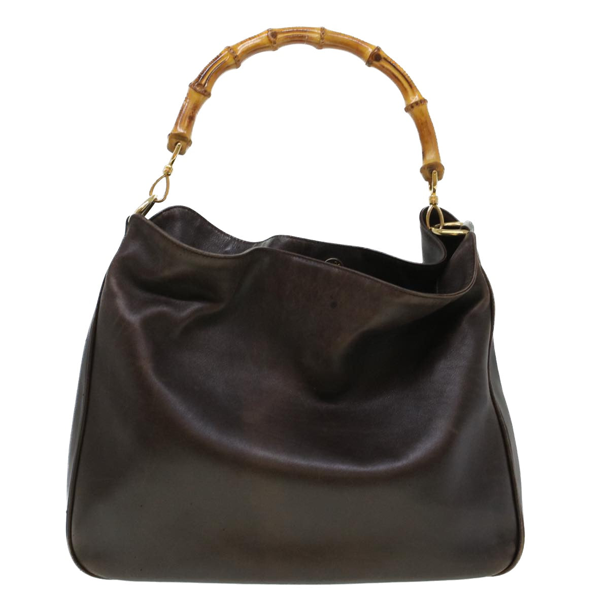Gucci Bamboo Hand Bag Leather 2way Brown 0011577  bs5919