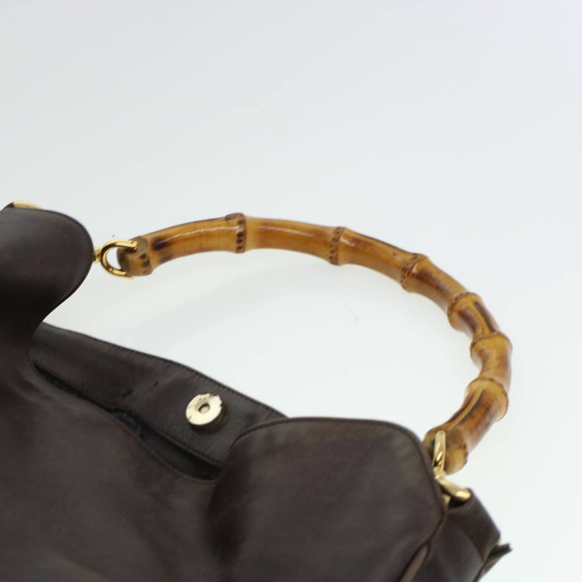 Gucci Bamboo Hand Bag Leather 2way Brown 0011577  bs5919