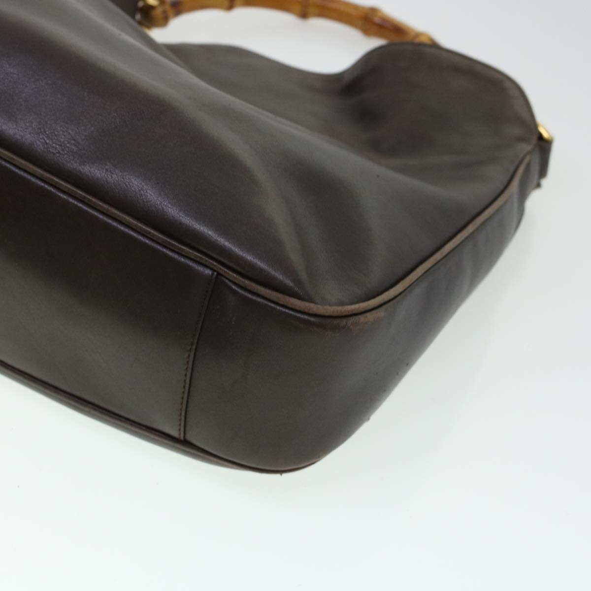 Gucci Bamboo Hand Bag Leather 2way Brown 0011577  bs5919