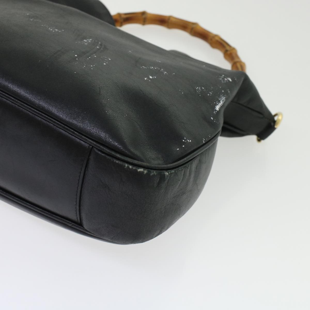 Gucci Bamboo Hand Bag Leather 2way Black  bs6247