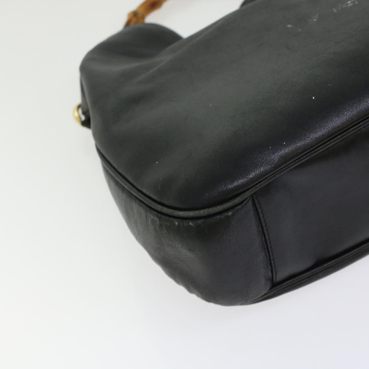 Gucci Bamboo Hand Bag Leather 2way Black  bs6247