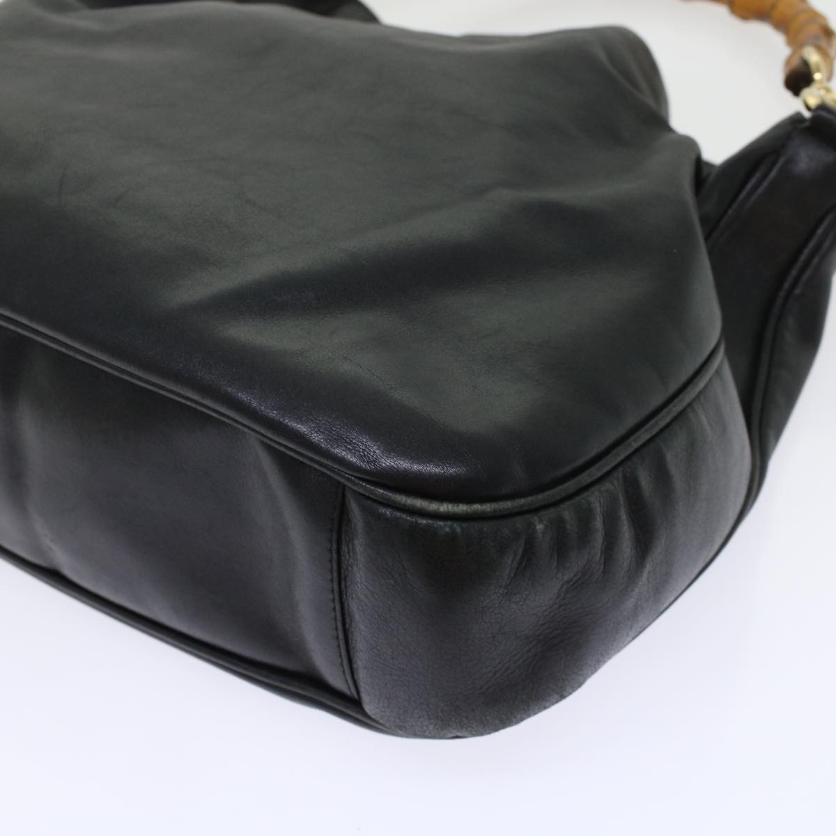Gucci Bamboo Hand Bag Leather 2way Black  bs6247