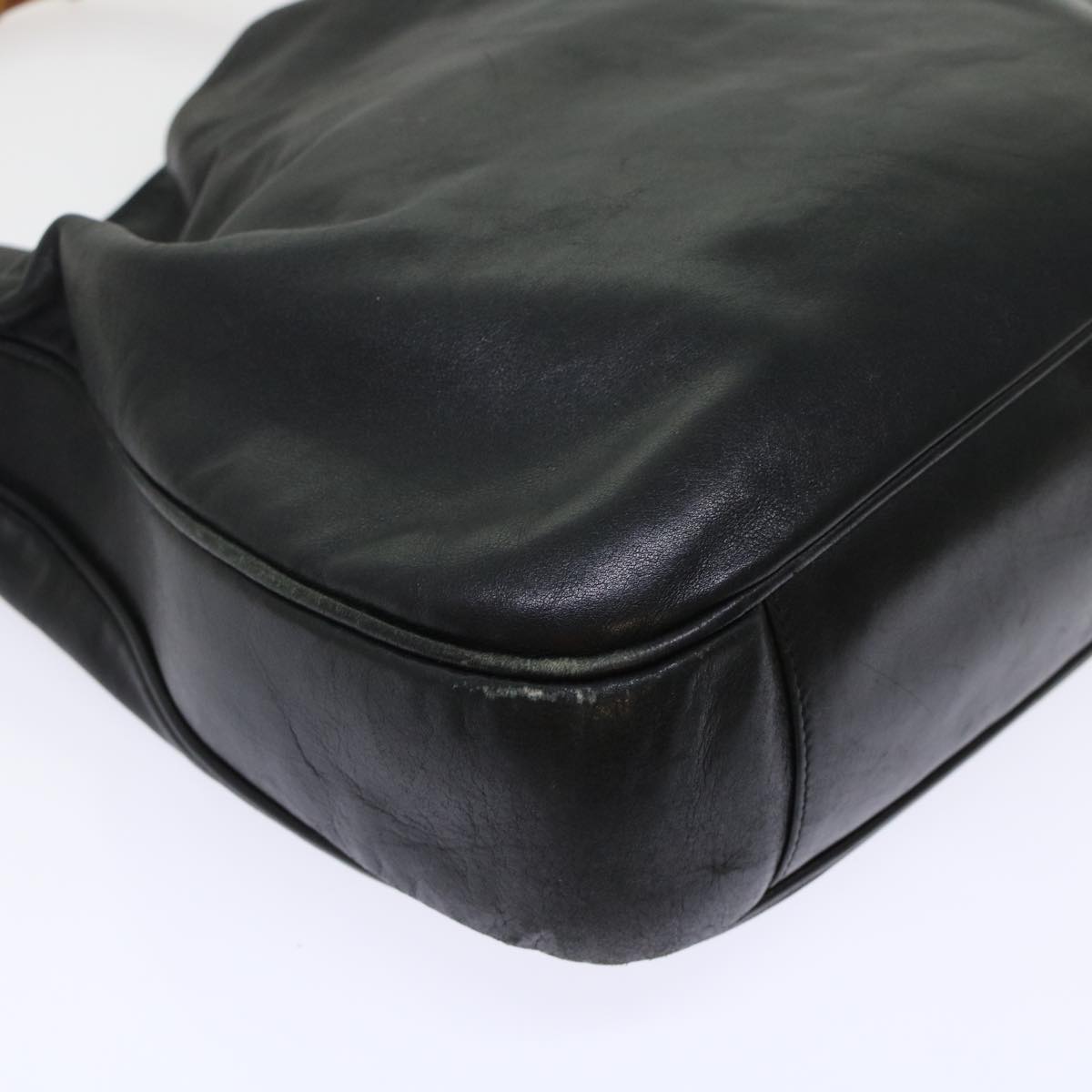 Gucci Bamboo Hand Bag Leather 2way Black  bs6247