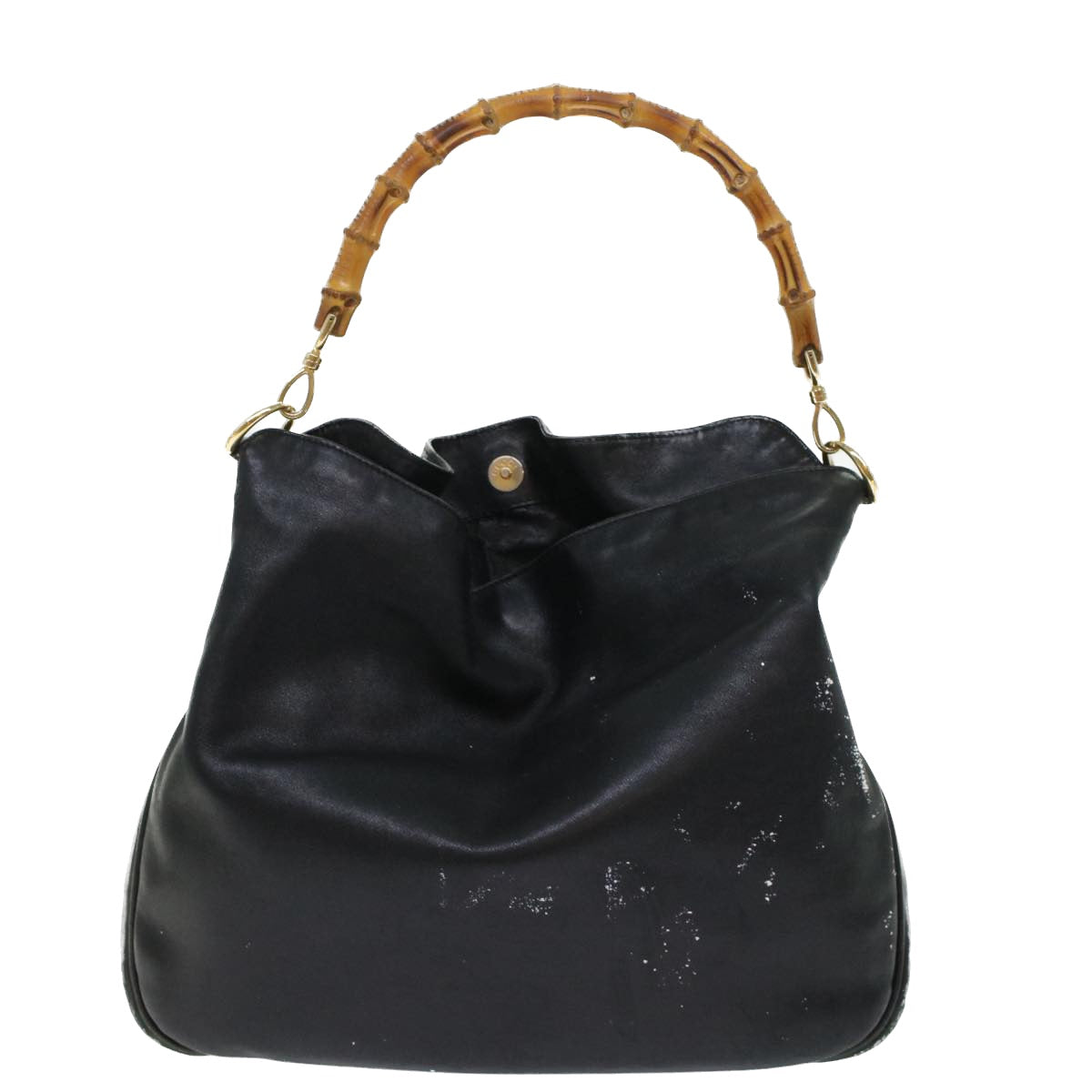 Gucci Bamboo Hand Bag Leather 2way Black  bs6247