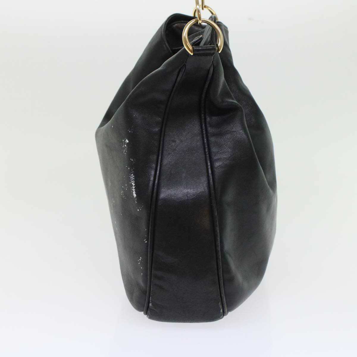 Gucci Bamboo Hand Bag Leather 2way Black  bs6247