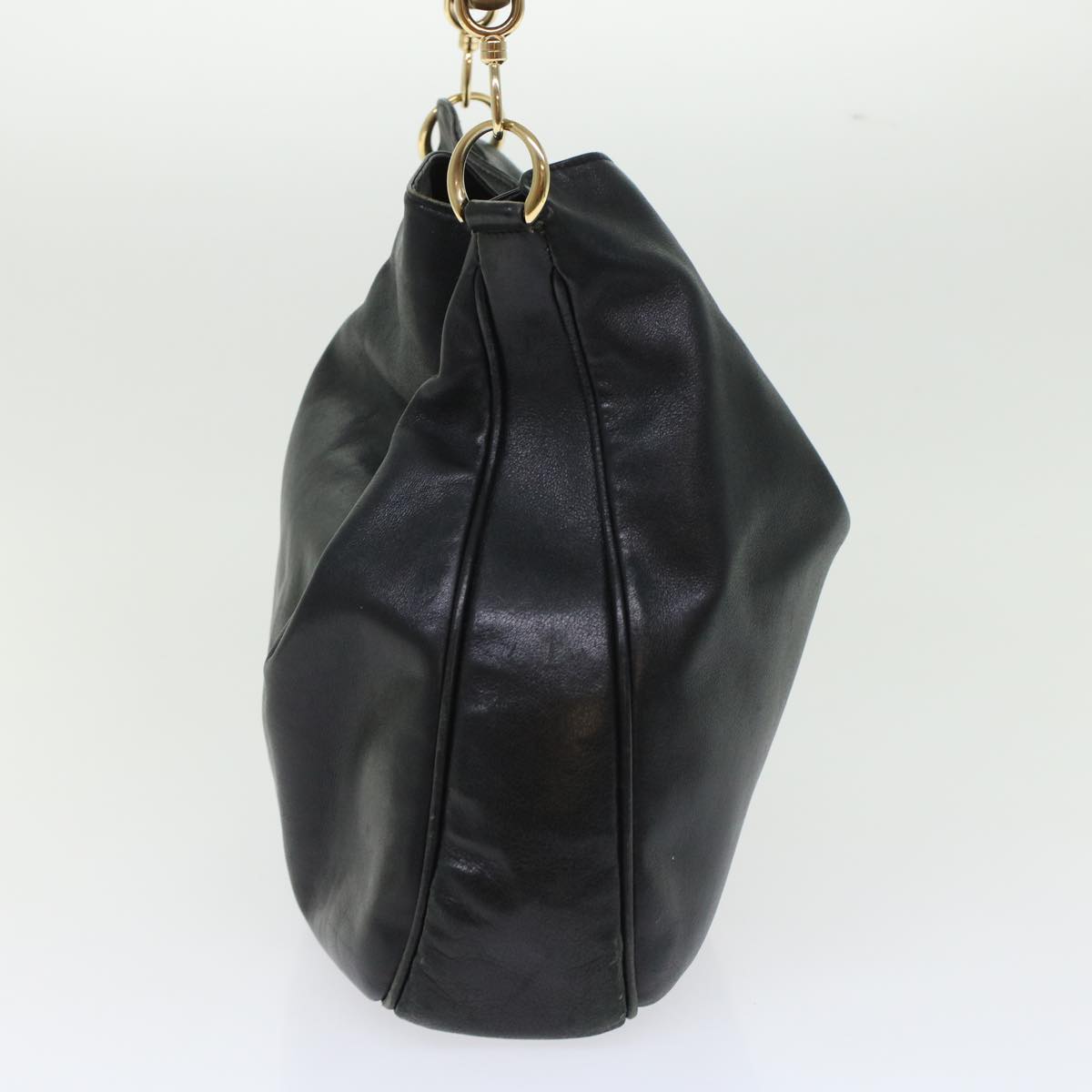 Gucci Bamboo Hand Bag Leather 2way Black  bs6247