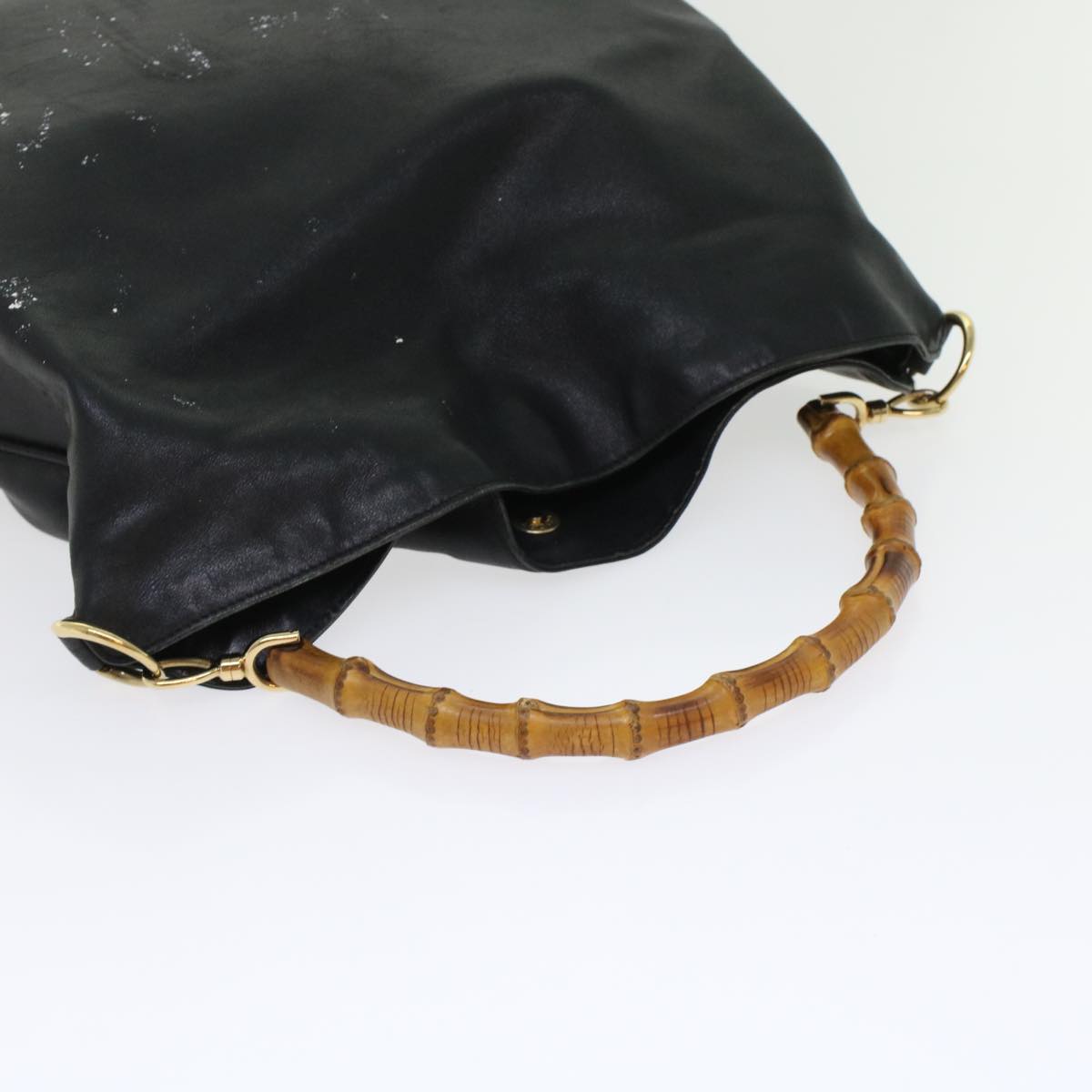 Gucci Bamboo Hand Bag Leather 2way Black  bs6247