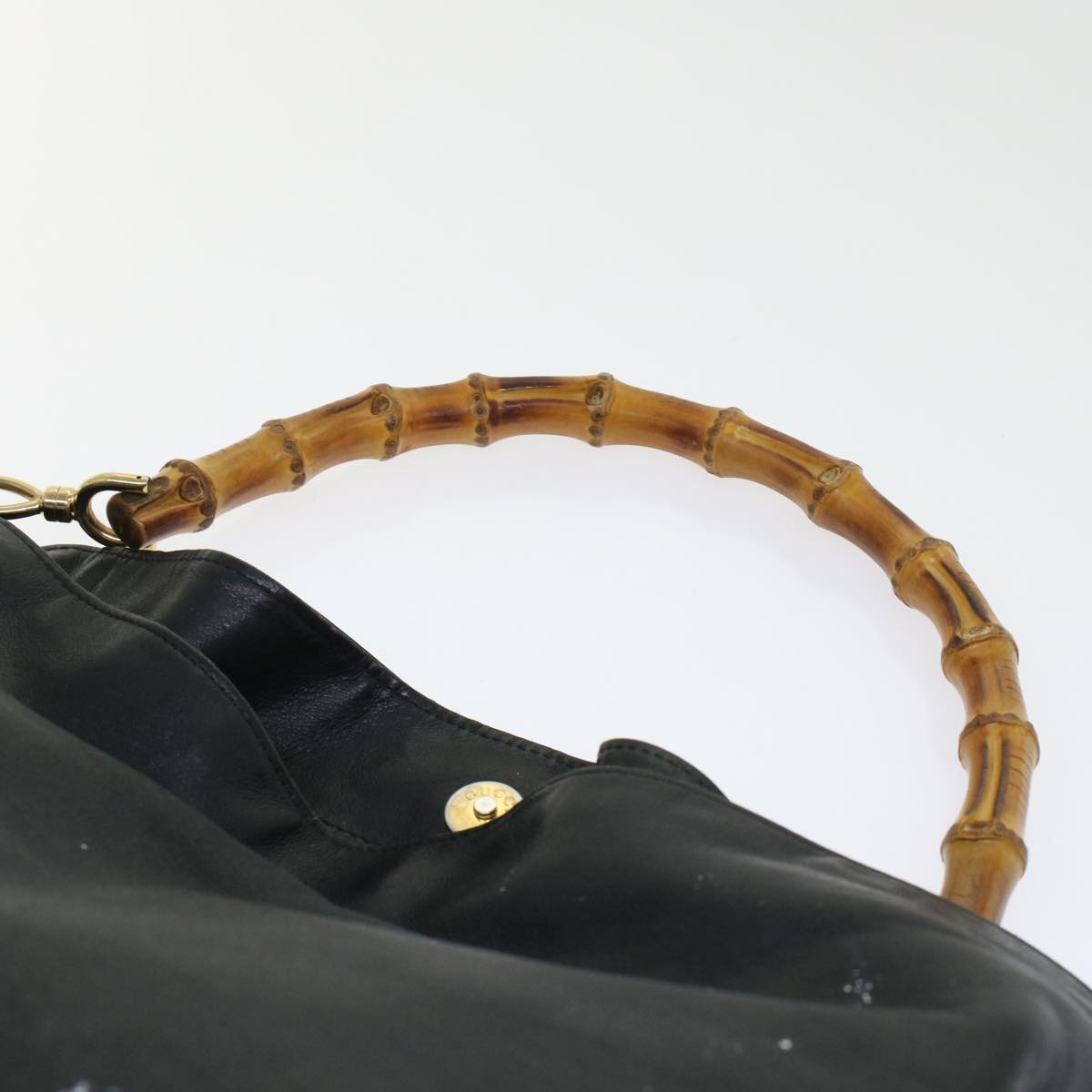 Gucci Bamboo Hand Bag Leather 2way Black  bs6247