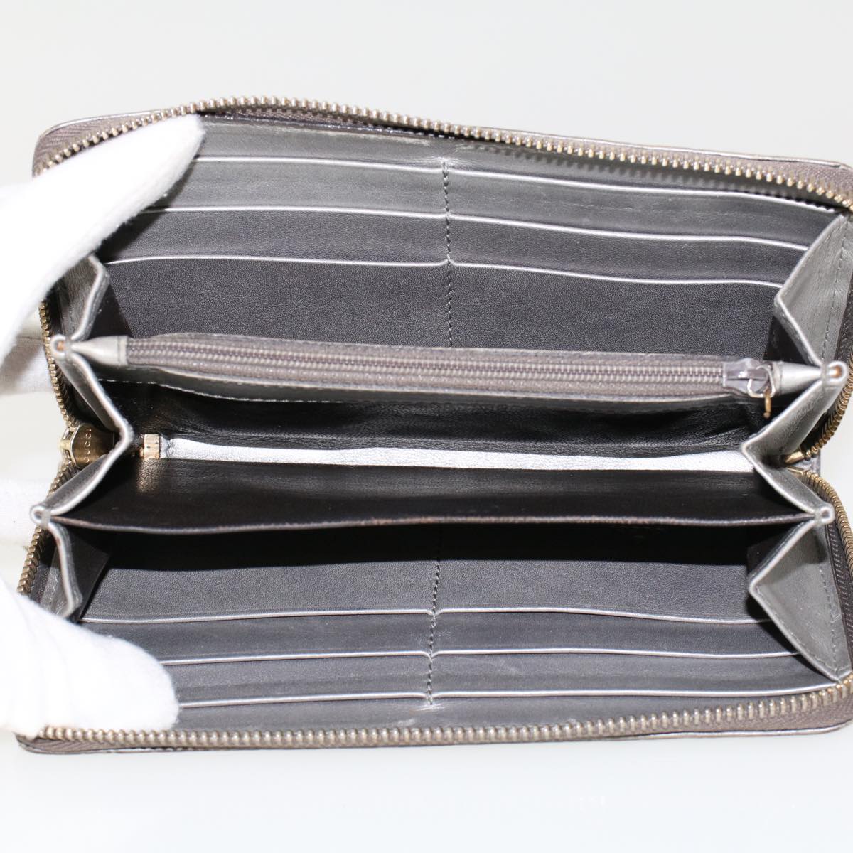 Gucci GG Canvas Long Wallet Leather 3Set Brown Beige Silver  bs6283