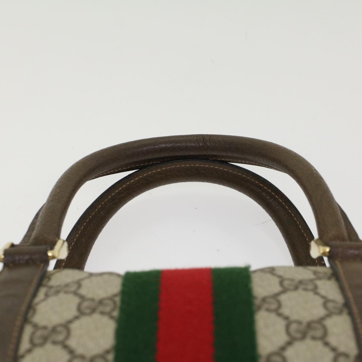 GUCCI GG Canvas Web Sherry Line Boston Bag Beige Red 3902006  bs7253