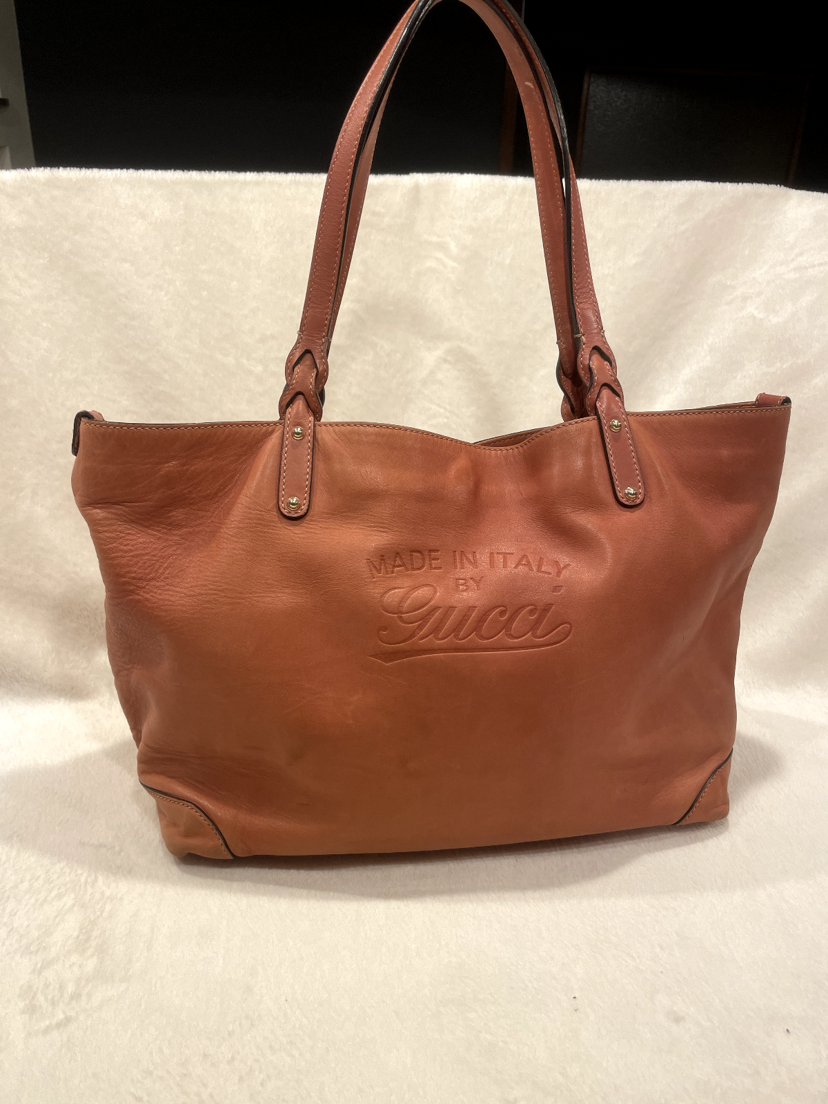 Gucci Brown Craft Leather Tote w Detachable Python Wallet